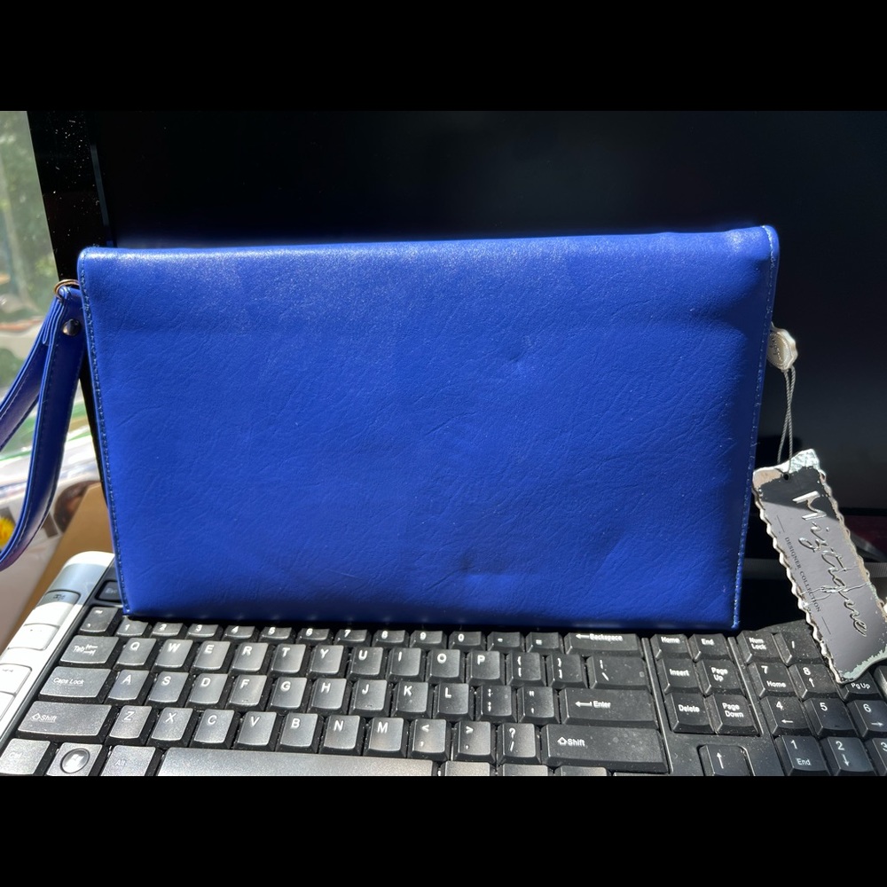 Miztique designer cobalt blue gold chain strap hardware bag - Picture 8 of 13